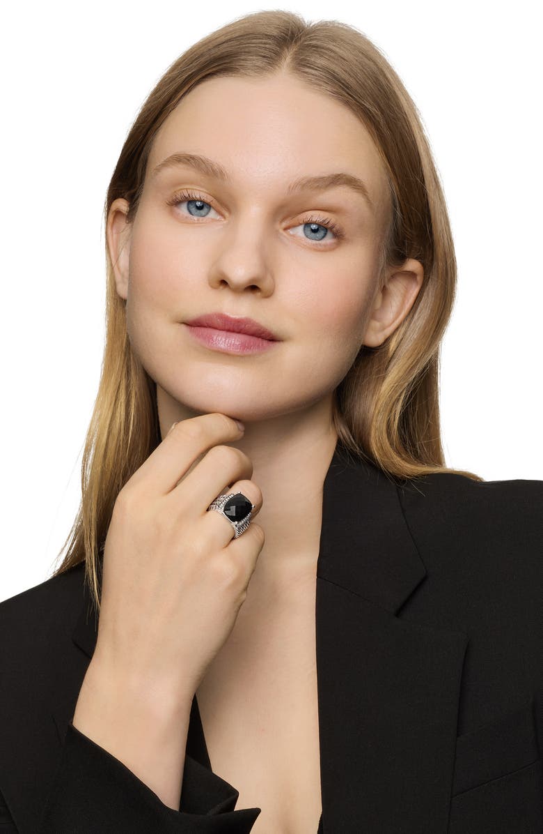 David Yurman Wheaton Ring with Semiprecious Stone & Diamonds, Alternate, color, Black Onyx