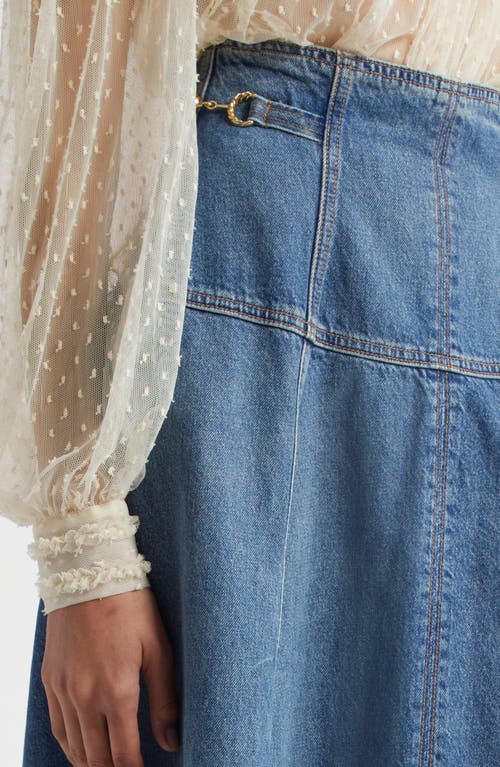 Shop Ulla Johnson The Brigette A-line Denim Midi Skirt In Danube