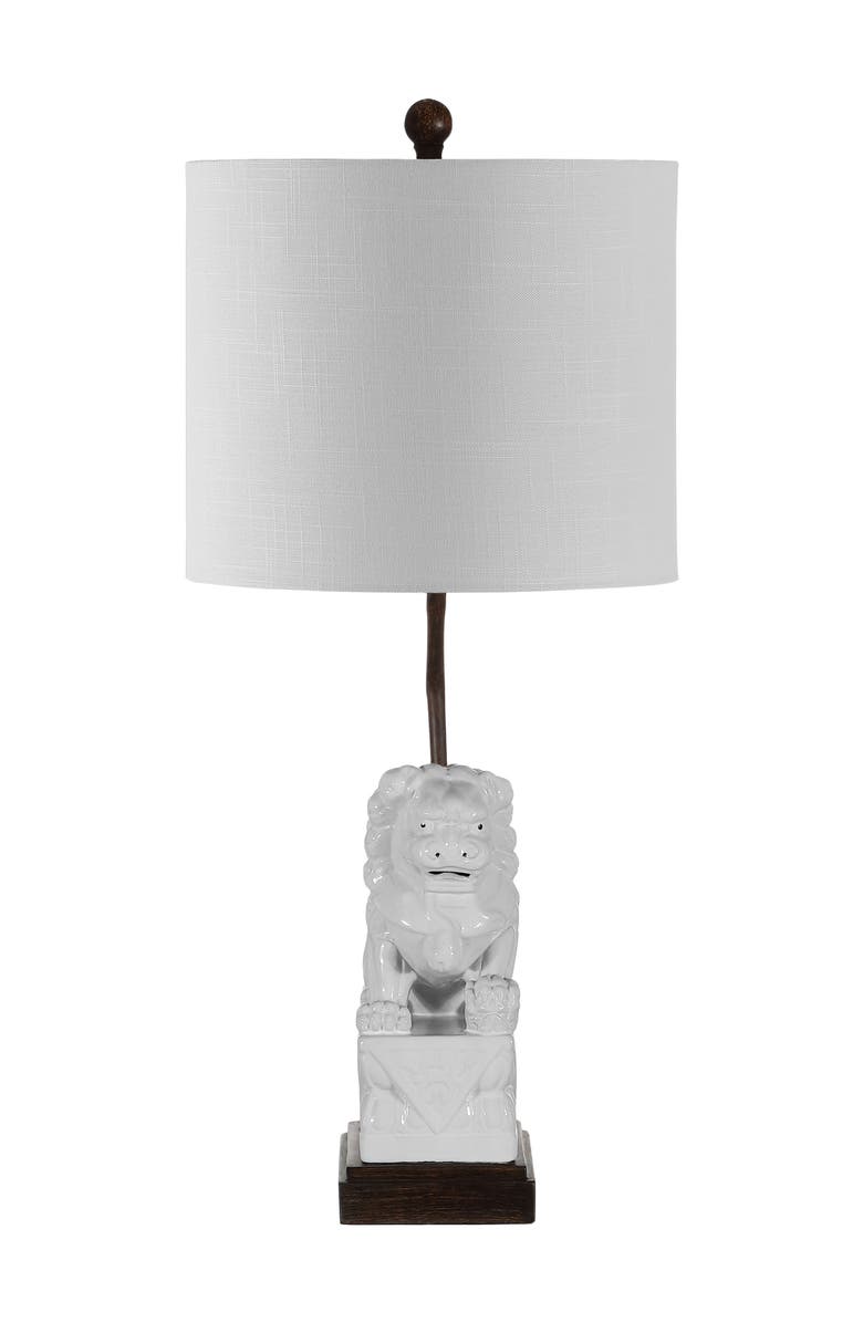 JONATHAN Y Guardian Lion 27.5" Ceramic Classic Modern LED Table Lamp, White, Alternate, color, 