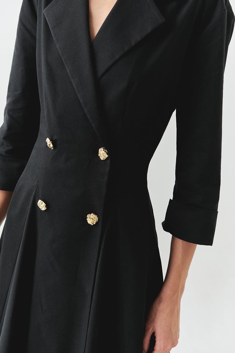 Estelle Jacket Collar Pocketed Dress, Alternate, color, BLACK