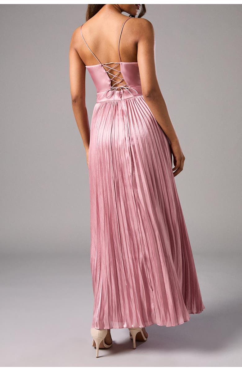 Coast Petite Metallic Pleated Corsage Dress, Alternate, color, Pink