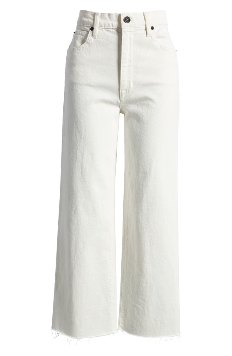 SLVRLAKE Grace High Waist Raw Hem Ankle Wide Leg Jeans, Alternate, color, White