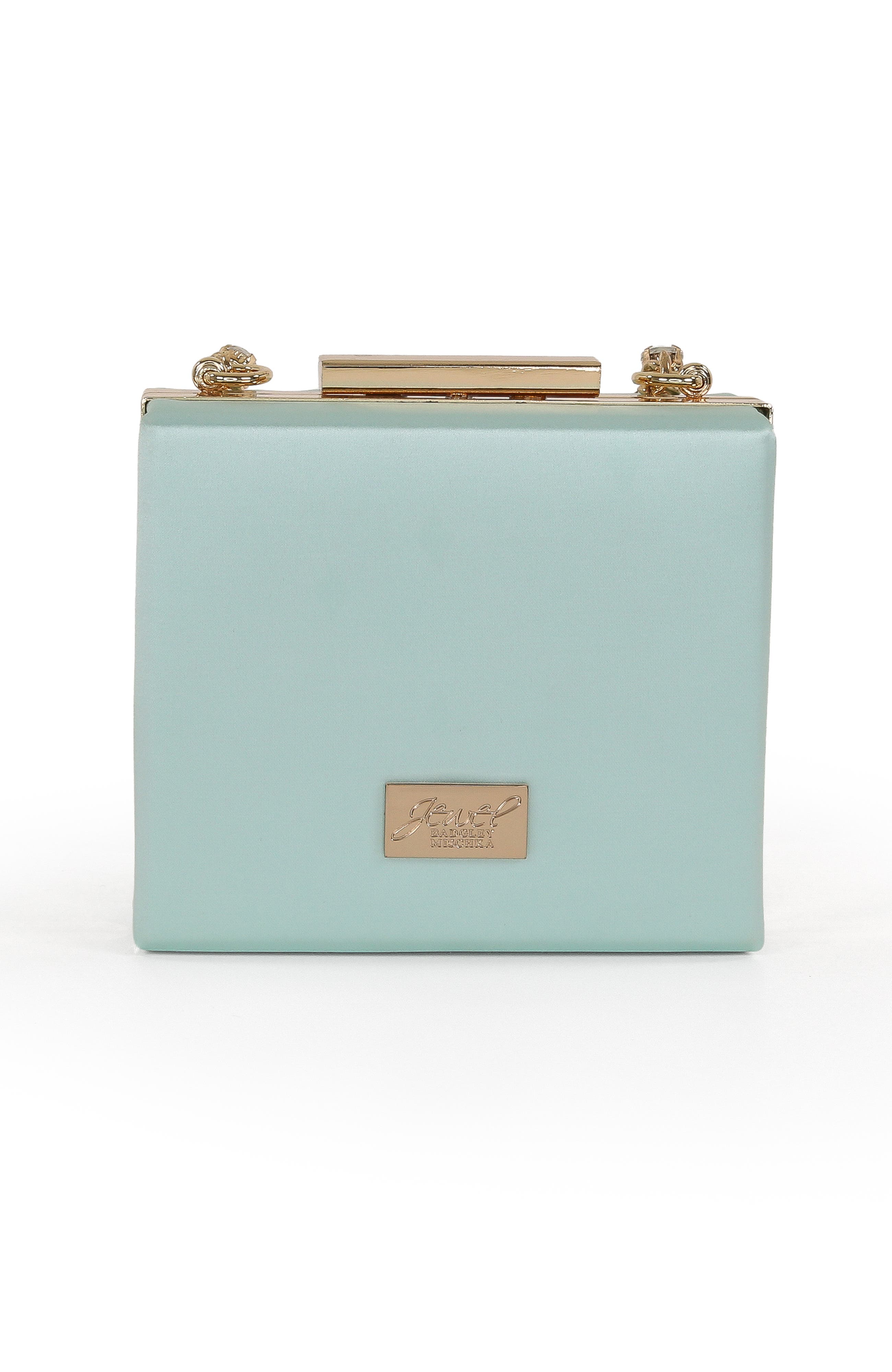 Jewel Badgley Mischka Billie Mini Box Clutch with Rhinestone Chain, Alternate, color, Light Mint Green