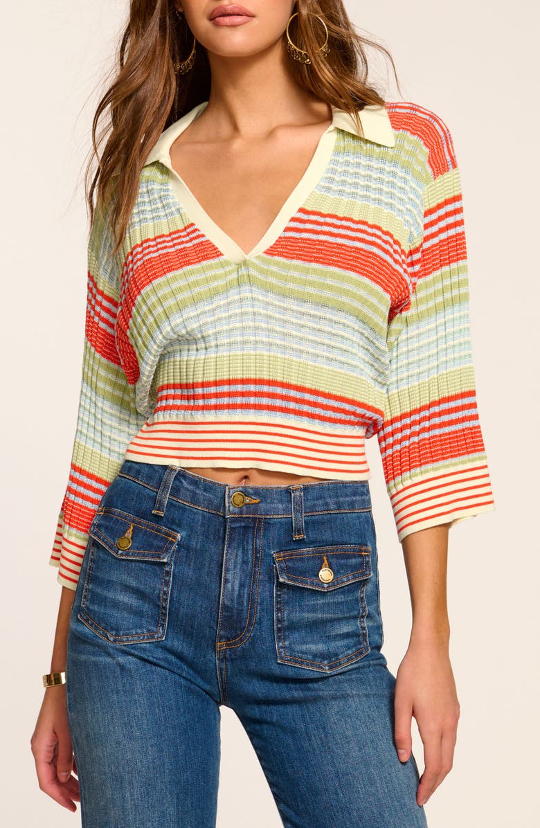 Ramy Brook Azaria Variegated Stripe Cotton Blend Sweater, Main, color, Bright Lily Stripe