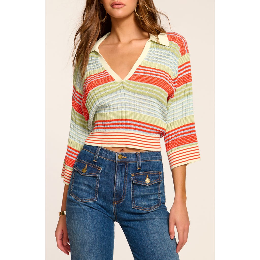 RAMY BROOK RAMY BROOK AZARIA VARIEGATED STRIPE COTTON BLEND SWEATER
