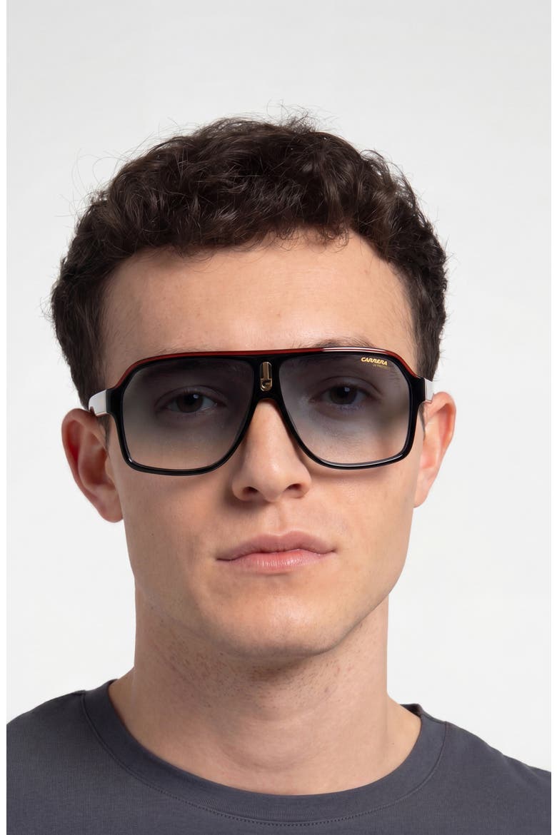 62mm Oversize Gradient Rectangular Sunglasses, Alternate, color, BLACK GOLD/ DK BLUE SF