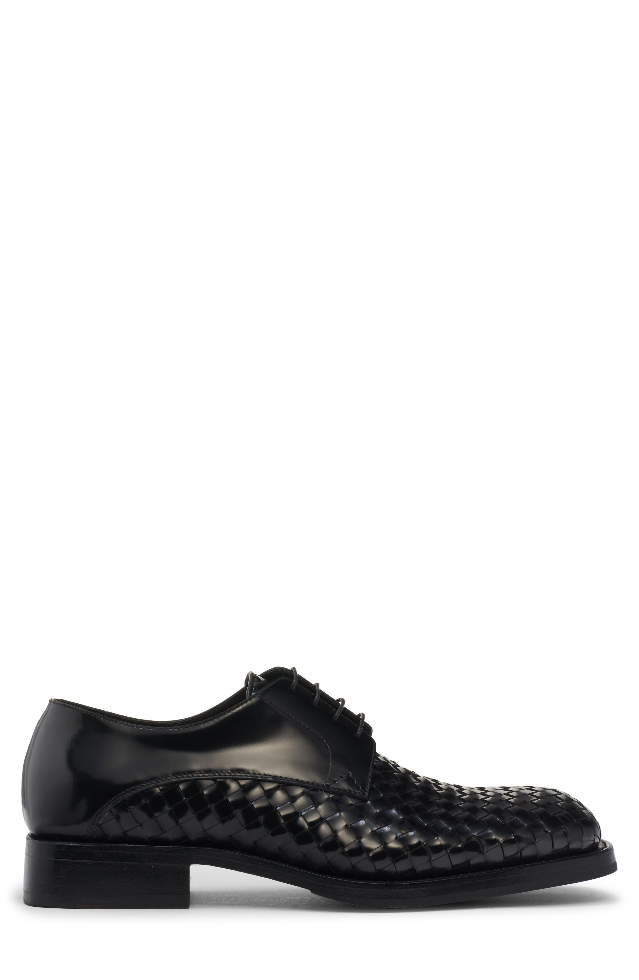 Bottega Veneta Smashed Intrecciato Leather Derby, Alternate, color, Black