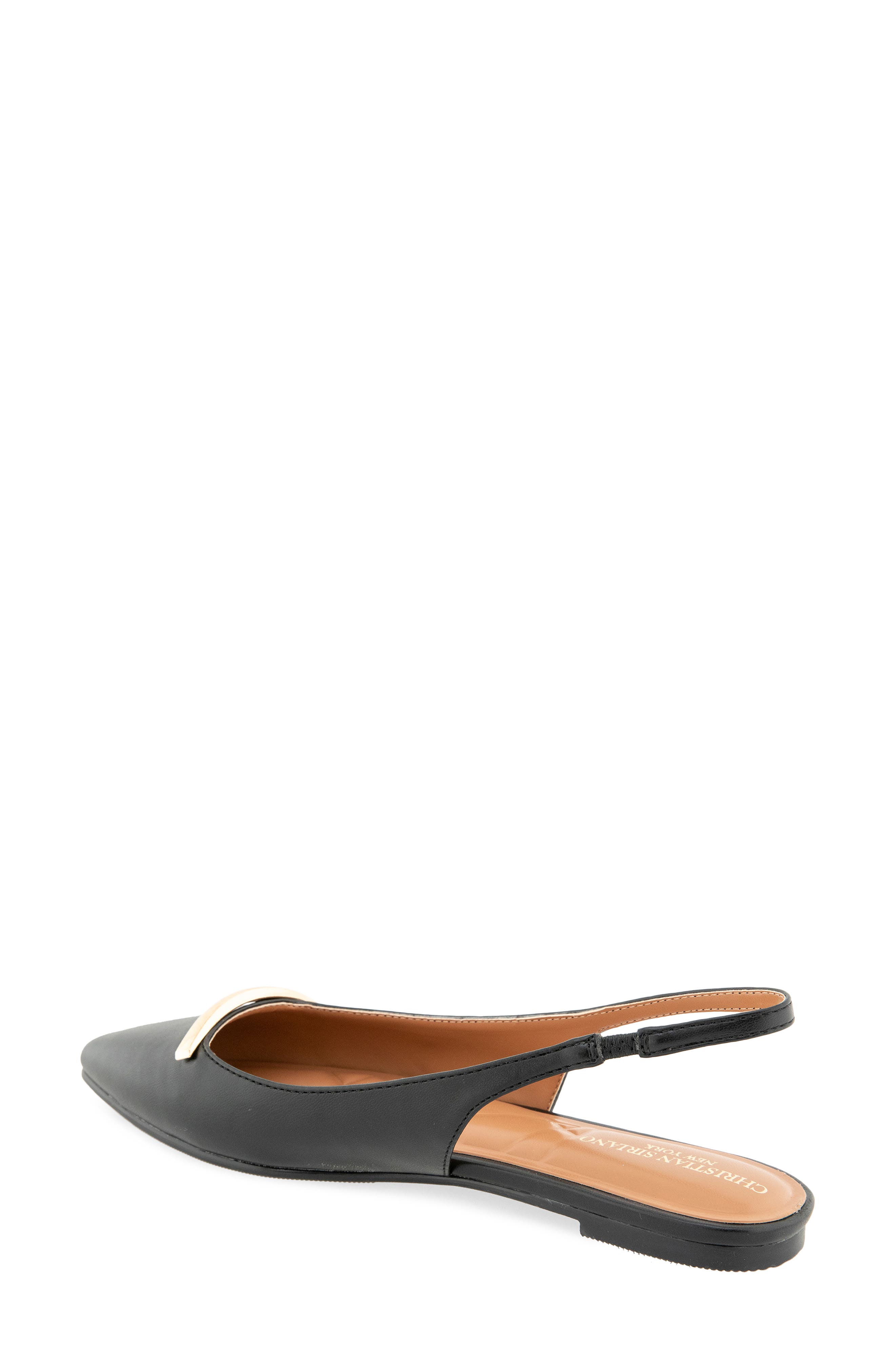 Kimbal Pointed Toe Slingback Flat, Alternate, color, BLACK PU