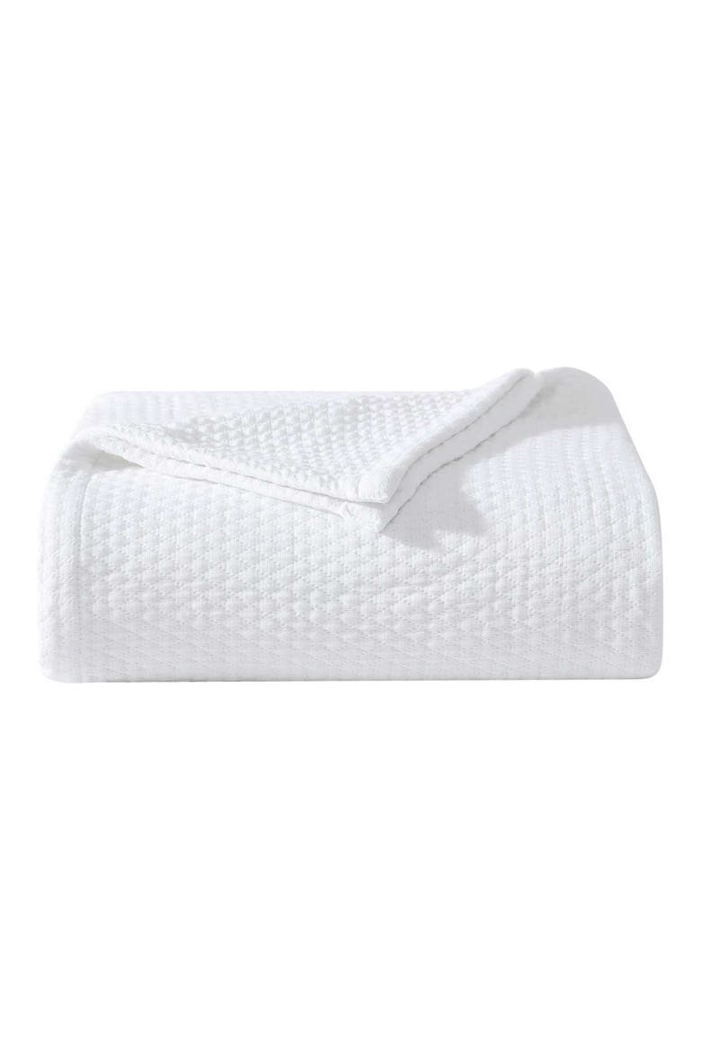 Matelassé Cotton Jacquard Blanket, Main, color, WHITE