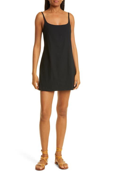 Stretch Linen Blend Skirted Romper