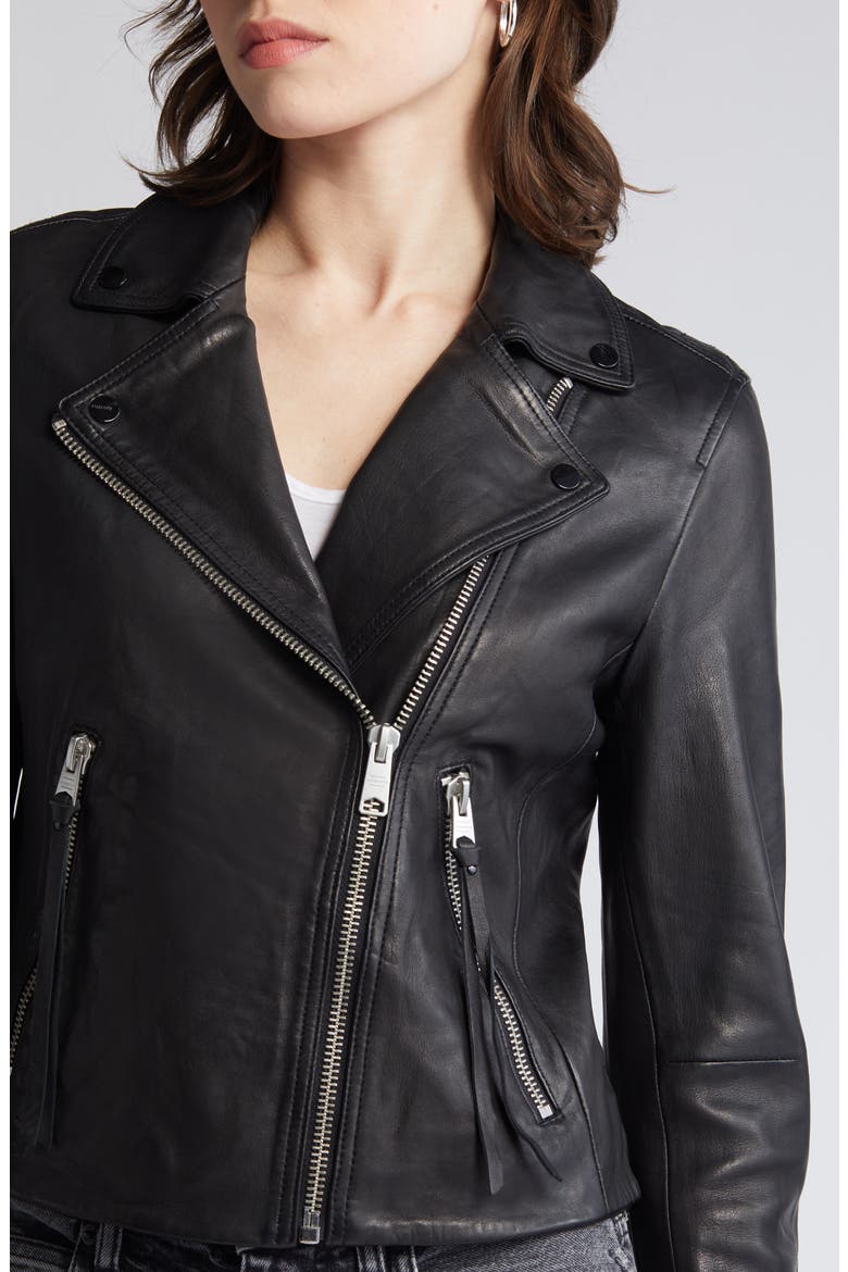 Dalby Leather Biker Jacket, Alternate, color, BLACK/ SILVER