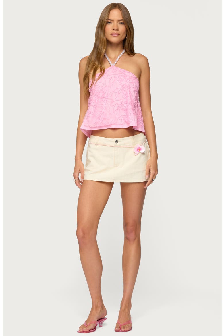 Ayva Floral Embroidered Beaded Halter Top, Alternate, color, PINK