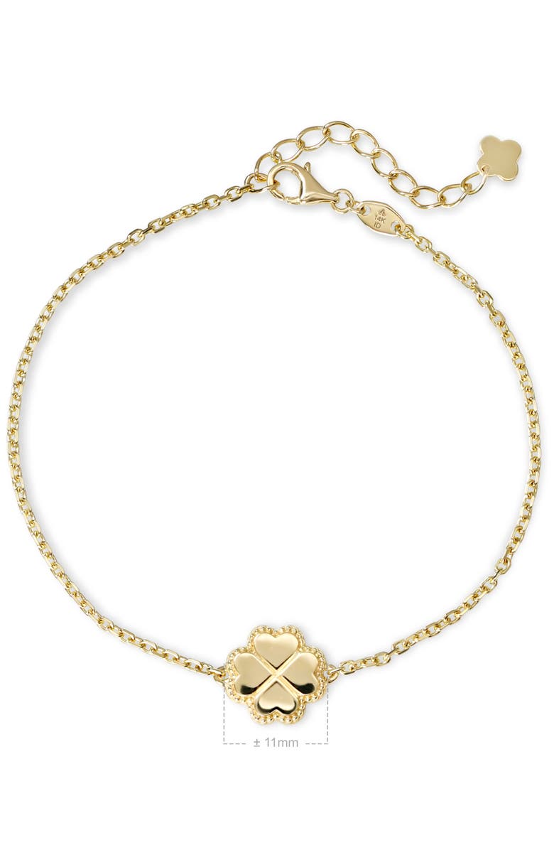 DEVATA Clover Heart Chain Bracelet in 14K Gold, Alternate, color, Yellow Gold
