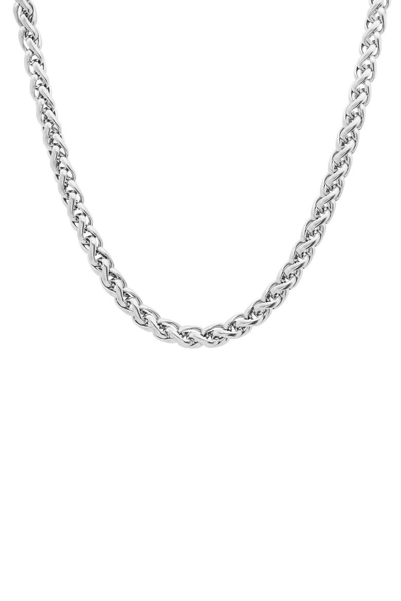 Men's Stainless Steel Wheat Chain Necklace, Main, color, SILVER
