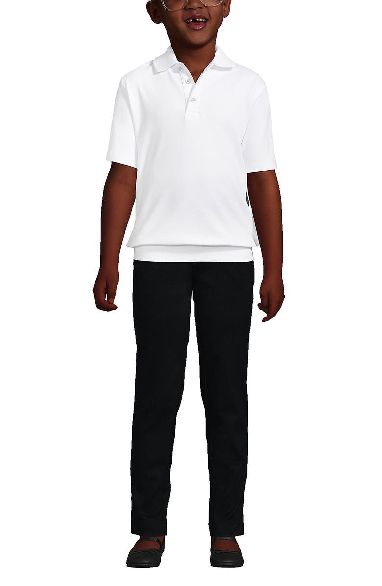 Lands' End School Uniform Big Kids Short Sleeve Banded Bottom Polo Shirt, Main, color, White