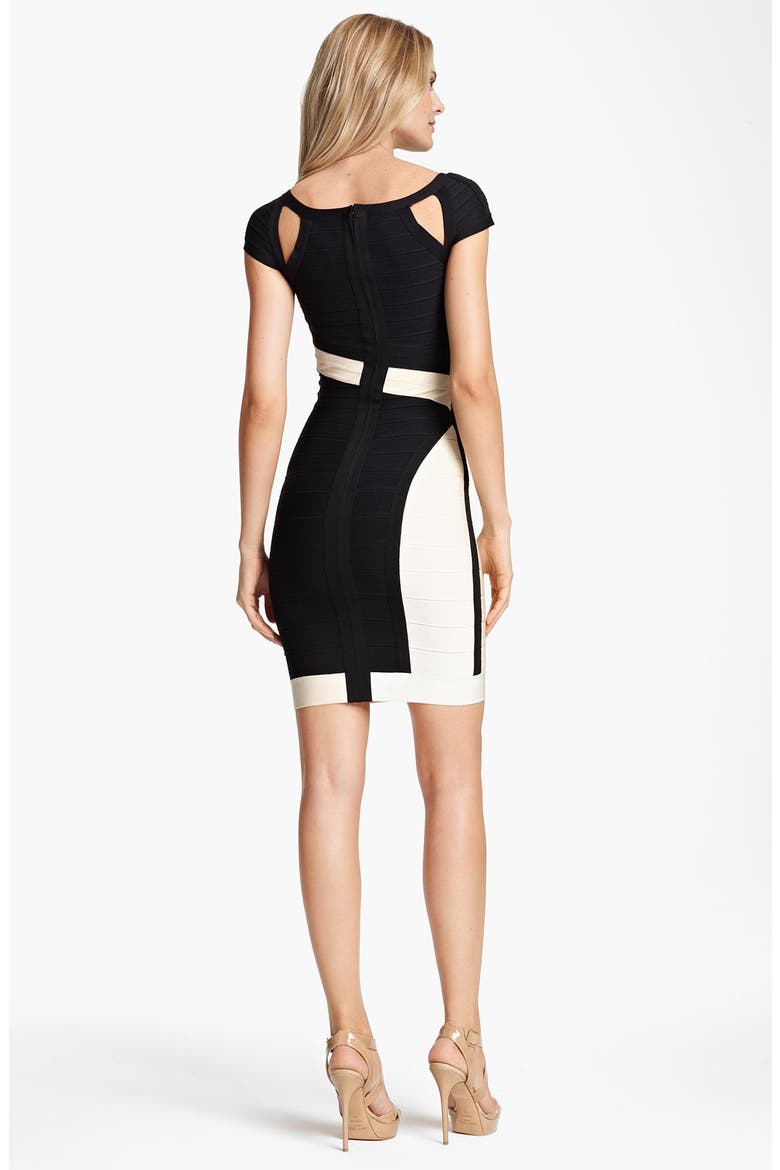 Colorblock Cutout Bandage Dress, Alternate, color, BLACK COMBO