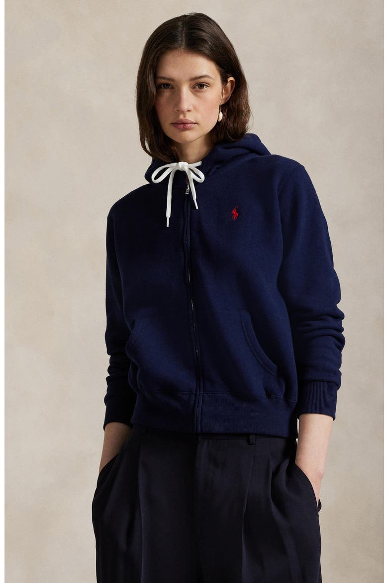 Full Zip Cotton Blend Fleece Hoodie, Alternate, color, CRUISE NAVY