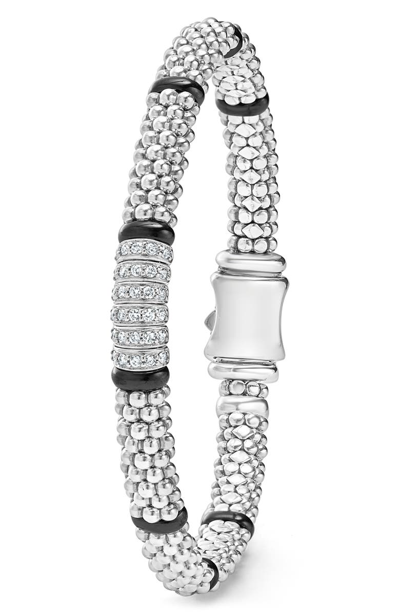 LAGOS Black Caviar Ceramic & Diamond Station Bracelet, Alternate, color, Black