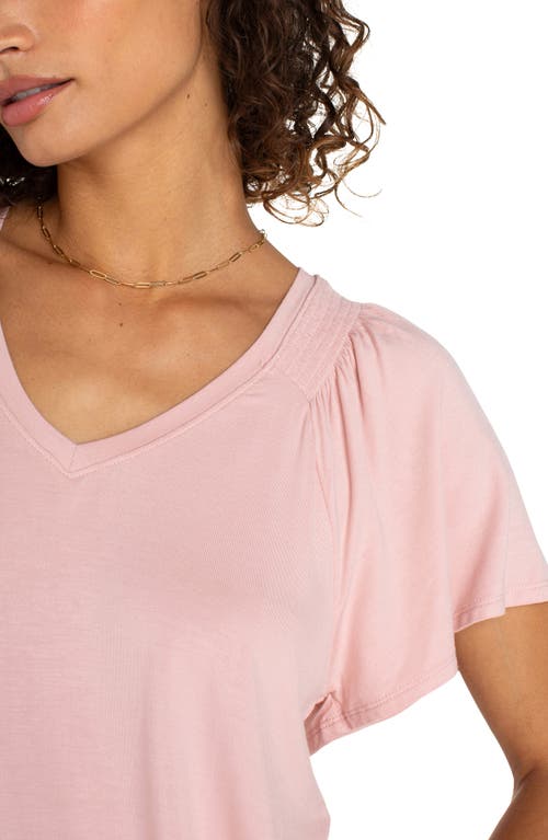 Liverpool Los Angeles V-neck Flutter Sleeve Jersey Top In Soft Pink