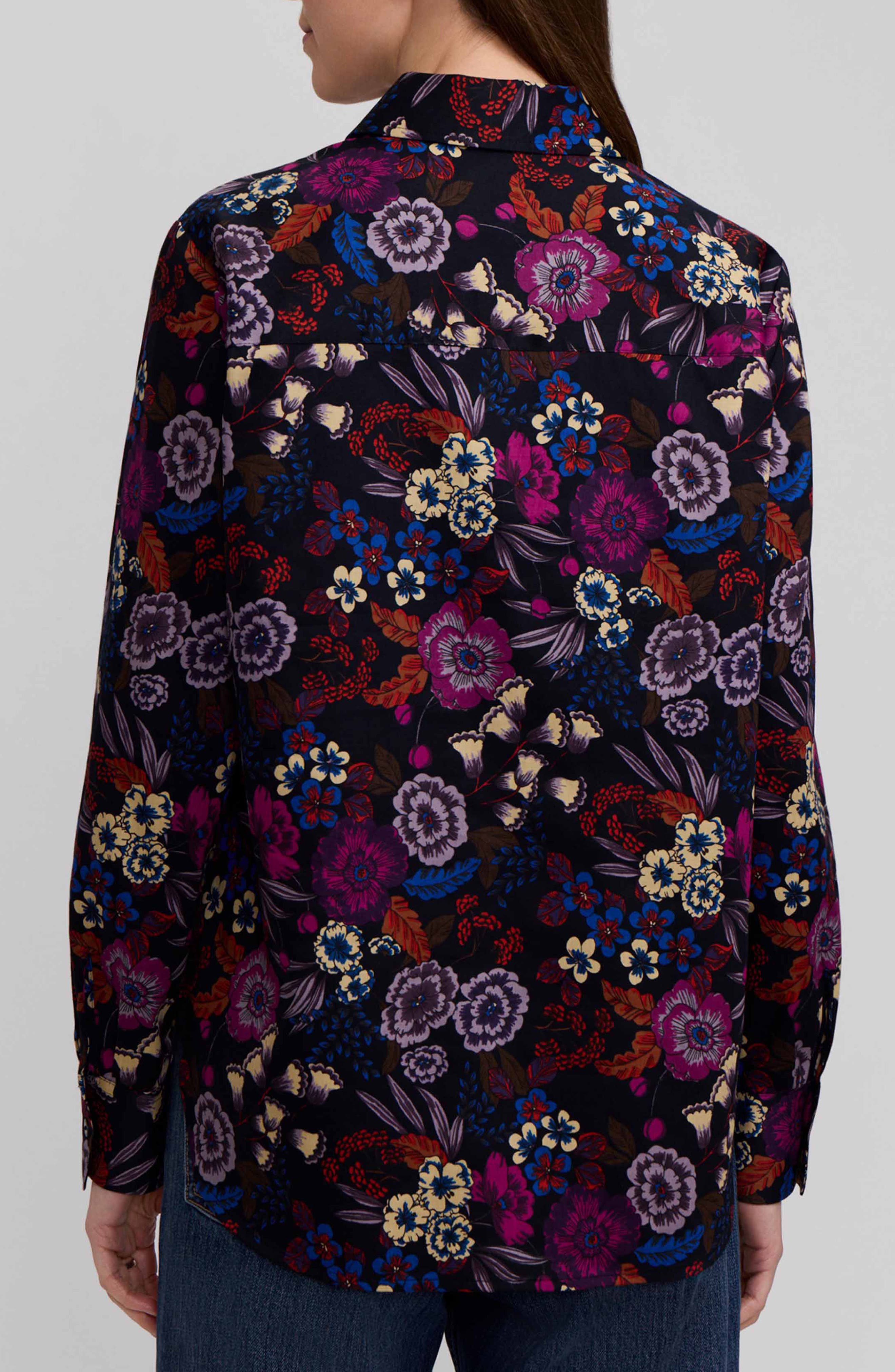 Foxcroft Meghan Floral Print Cotton Button-Up Shirt (Women) | Nordstrom