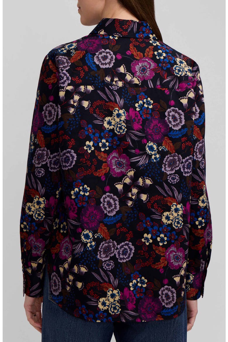 Meghan Floral Print Cotton Button-Up Shirt, Alternate, color, BLACK/ MULTI