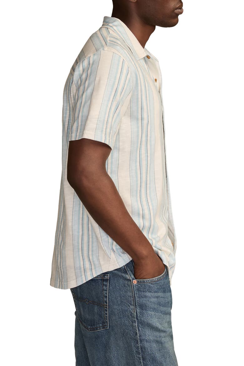 Stripe Short Sleeve Cotton Blend Button-Up Shirt, Alternate, color, BLUE MULTI