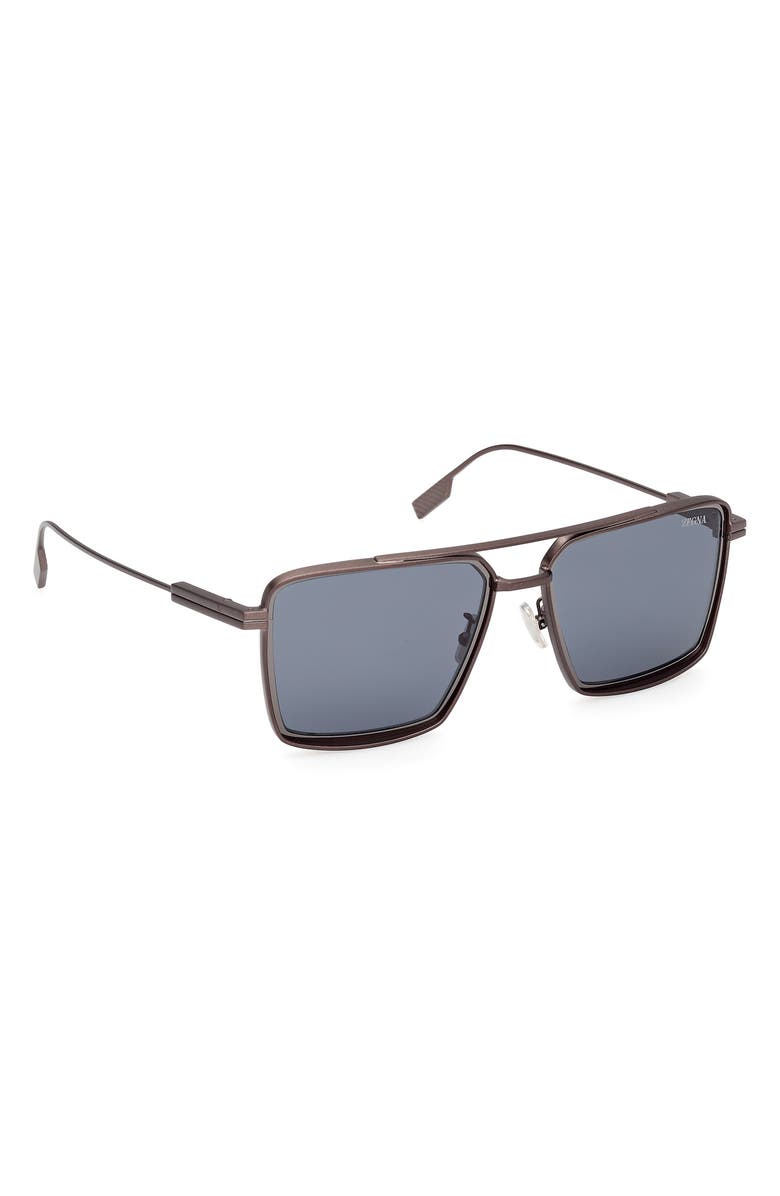 ZEGNA 56mm Navigator Sunglasses, Alternate, color, Matte Dark Bronze / Gunmetal