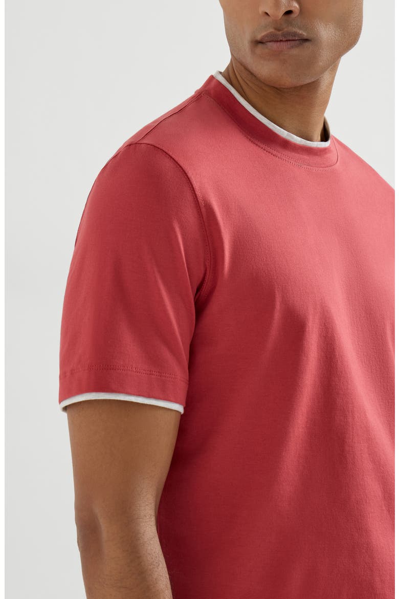 T-shirt with faux-layering, Alternate, color, Strawberry