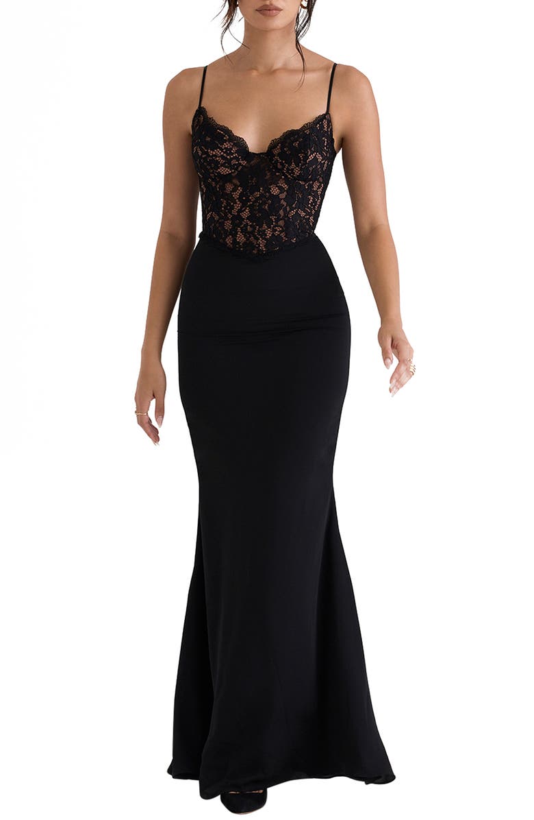 HOUSE OF CB Lace Corset Gown, Main, color, 