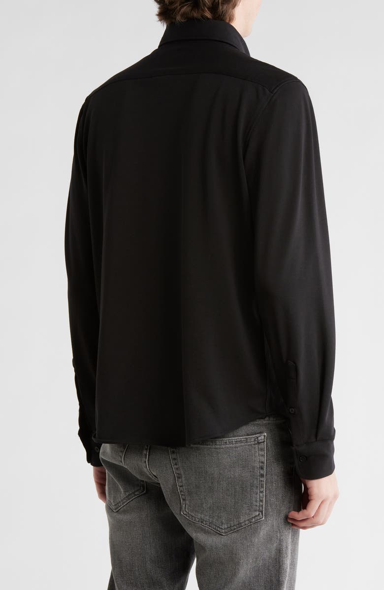 DENIM AND FLOWER Long Sleeve Piqué Button-Down Shirt, Alternate, color, Black