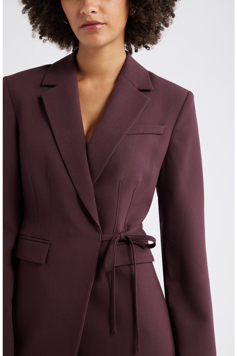 The Icon Suiting Wrap Blazer Dress, Alternate, color, BURGUNDY FUDGE