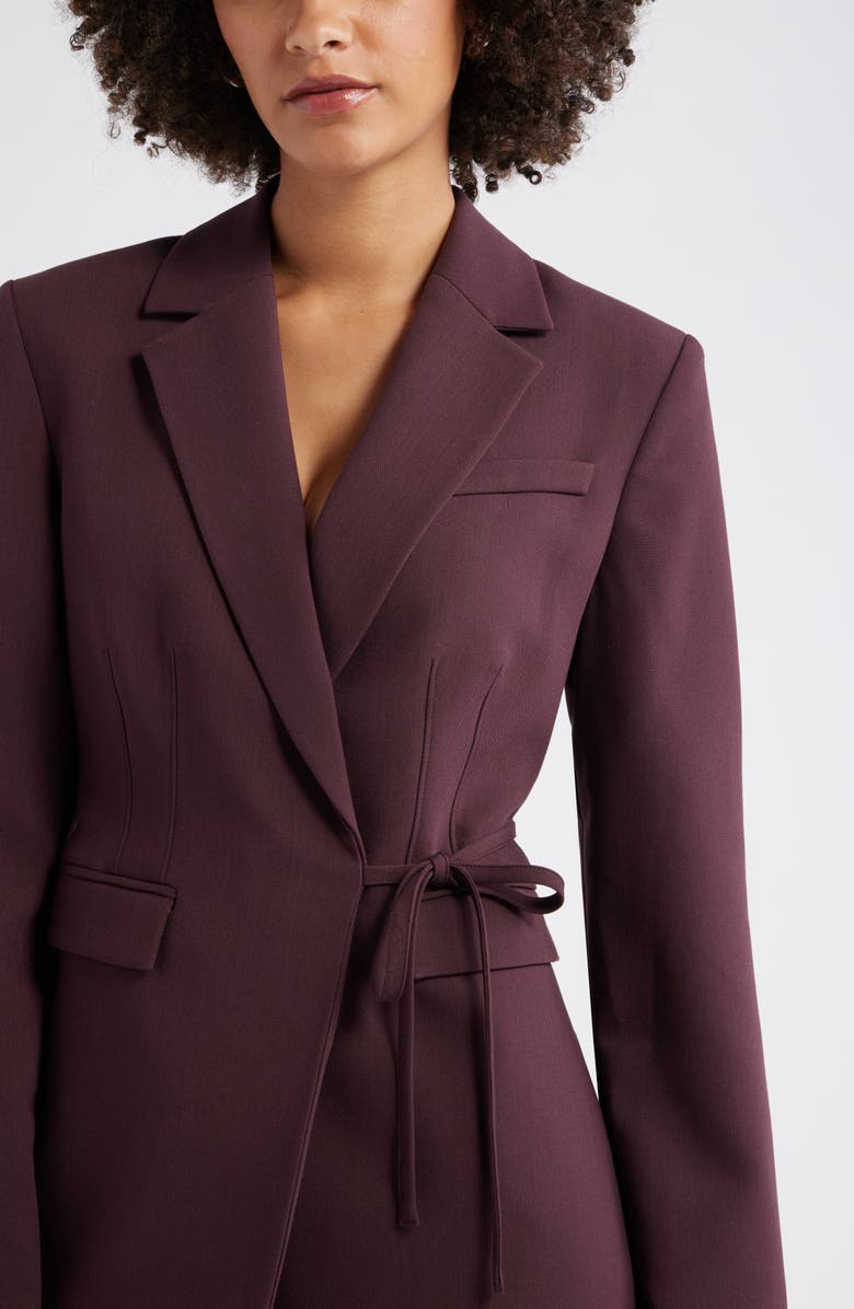 Open Edit The Icon Suiting Wrap Blazer Dress, Alternate, color, Burgundy Fudge