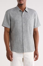 NICOBY Short Sleeve Pigment Washed Linen Blend Shirt