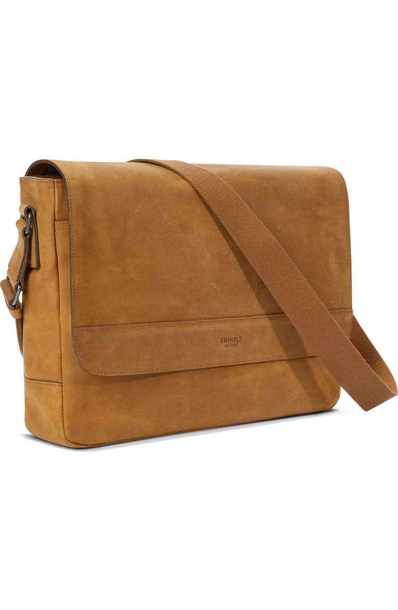 Shinola Slim Leather Messenger Bag, Alternate, color,