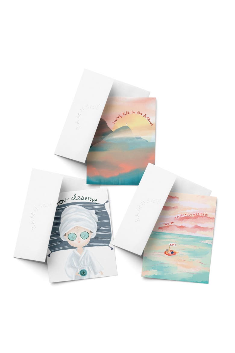 Celebration/Graduation Assorted Greeting Card Pack (3ct) "Mountain, Spa, Ocean", Main, color, Multi-Pack