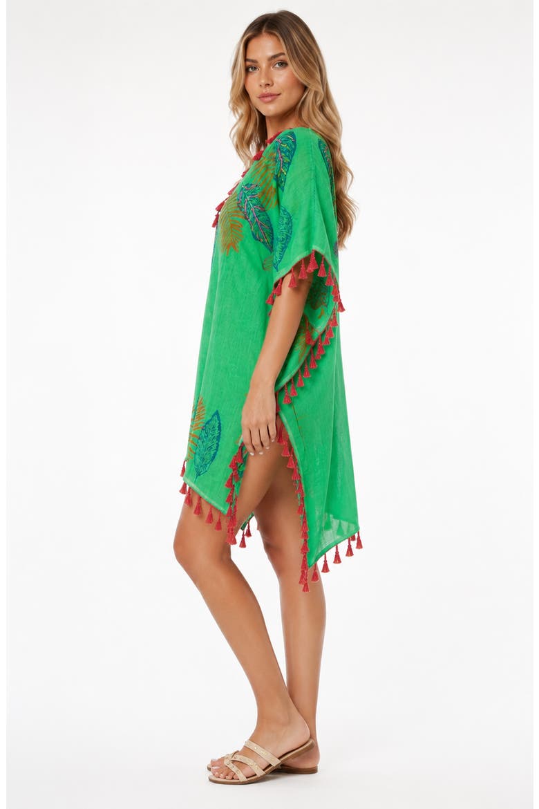 Short Cotton Poncho, Alternate, color, GREEN