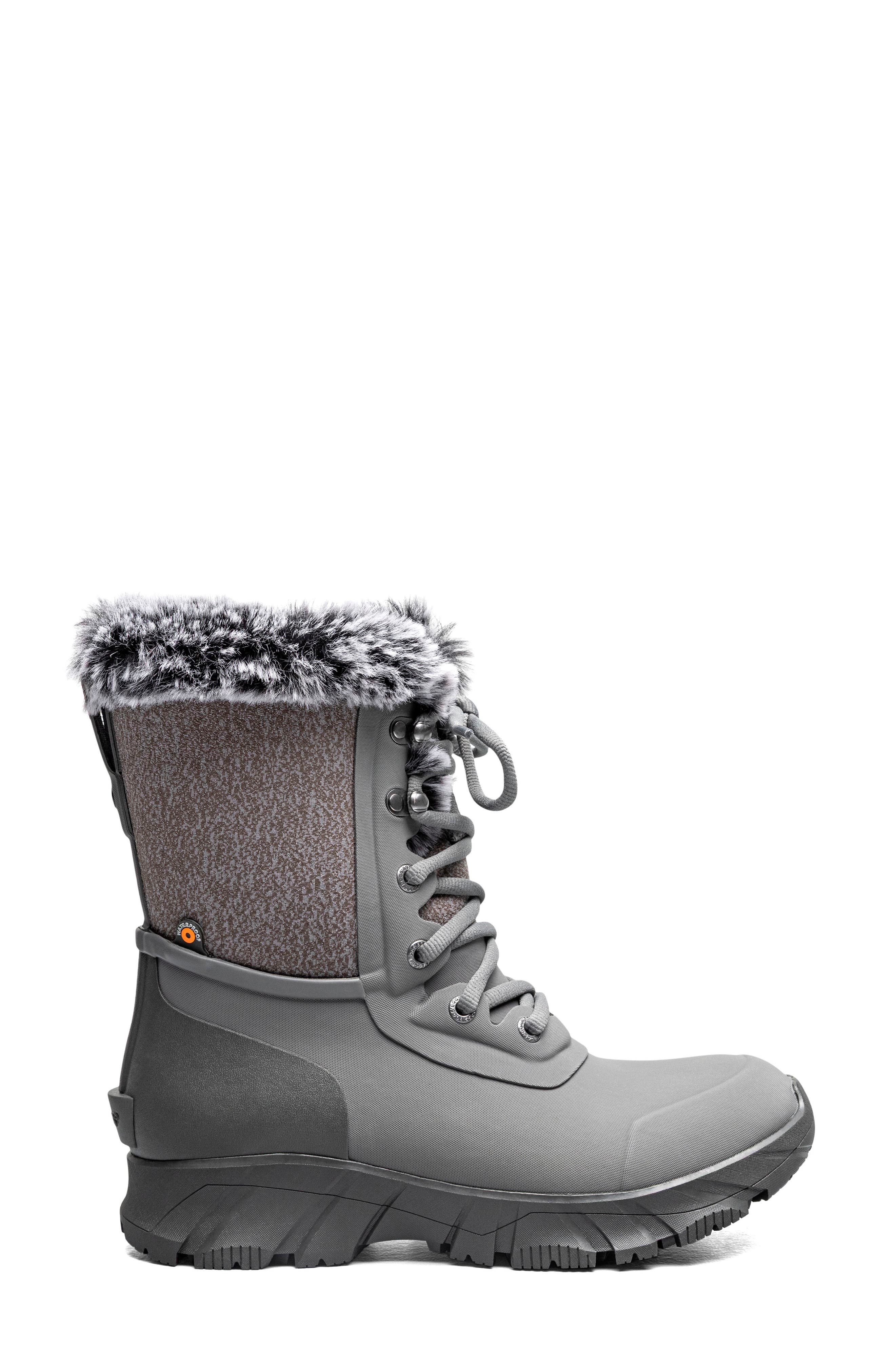 Arcata II Faux Fur Lined Waterproof Lace-Up Boot, Alternate, color, GRAY MULTI