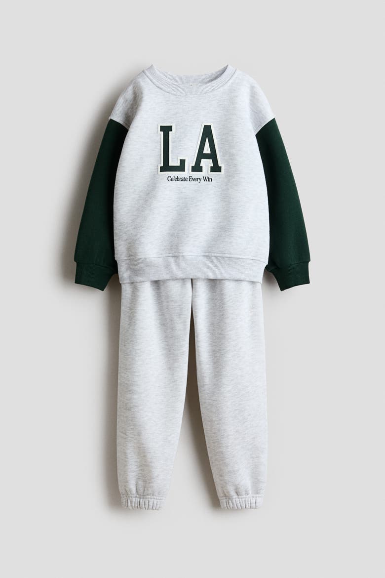 2-piece Motif-detail Sweatshirt Set, Main, color, Light gray melange/LA