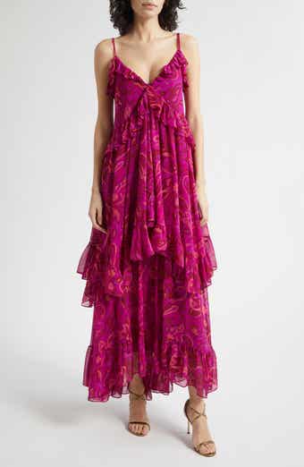 Anahi Paisley Bloom Ruffle Maxi Dress