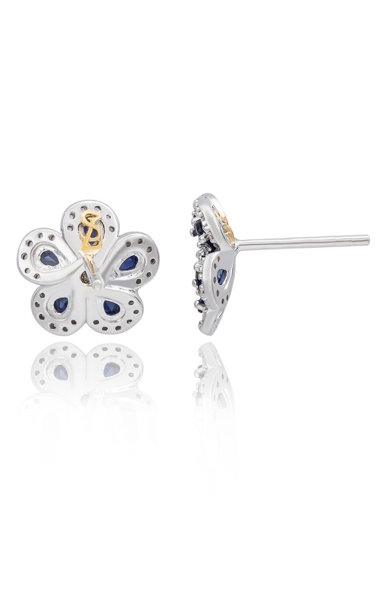 SUZY LEVIAN Sapphire & Diamond Flower Stud Earrings, Alternate, color, Blue