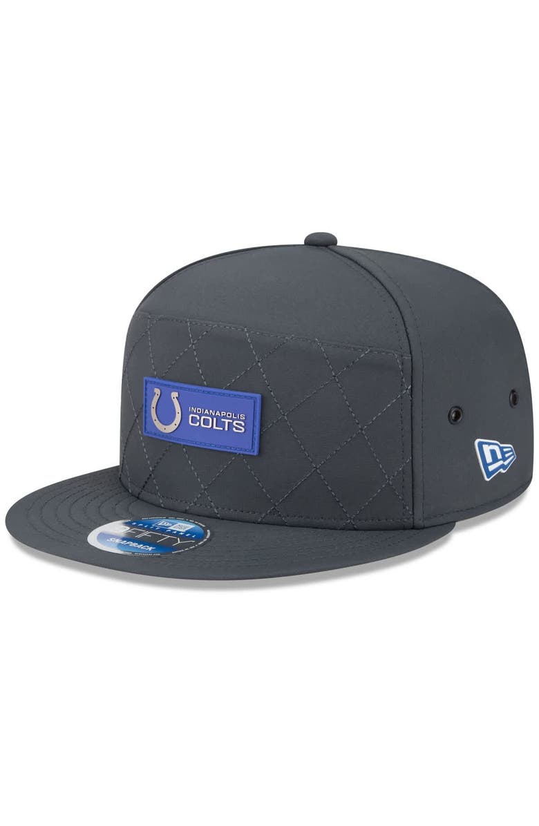 New Era Men's New Era Charcoal Indianapolis Colts 2025 Sideline Cold Weather Split Panel 9FIFTY Snapback Hat, Main, color, Charcoal
