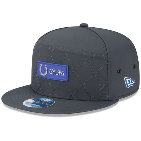 Men's New Era Charcoal Indianapolis Colts 2025 Sideline Cold Weather Split Panel 9FIFTY Snapback Hat