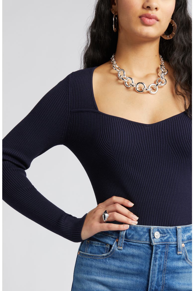 Sweetheart Neck Rib Top, Alternate, color, NAVY BARITONE