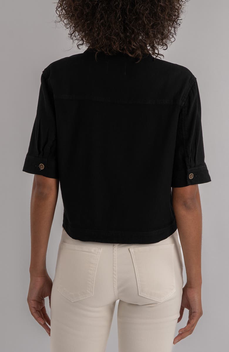 KUT from the Kloth Finley Short Sleeve Linen Blend Jacket, Alternate, color, Black