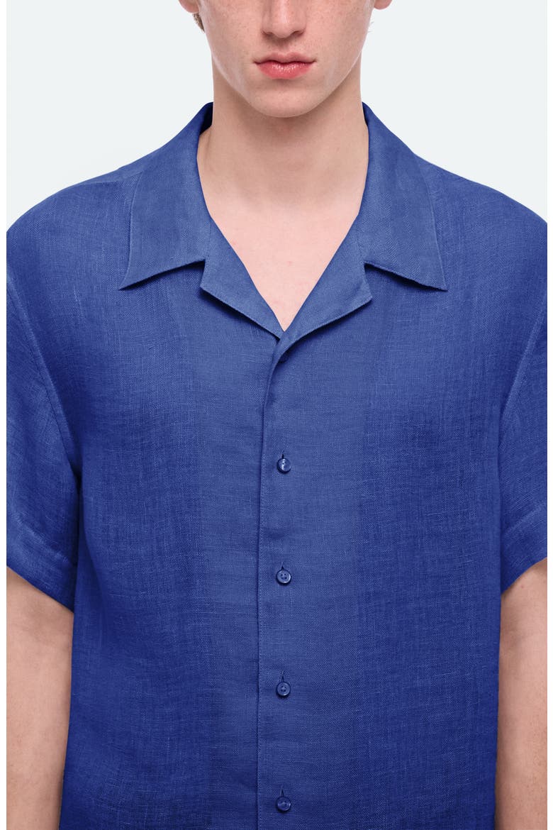 Relaxed Linen Camp Shirt, Alternate, color, COBALT