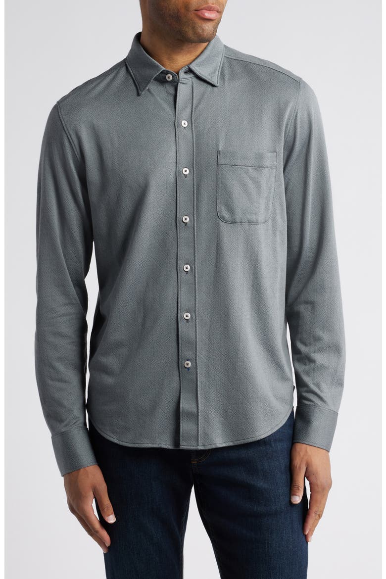 San Lucio Diamond Isles Stretch Button-Up Shirt, Main, color, TURBULENCE