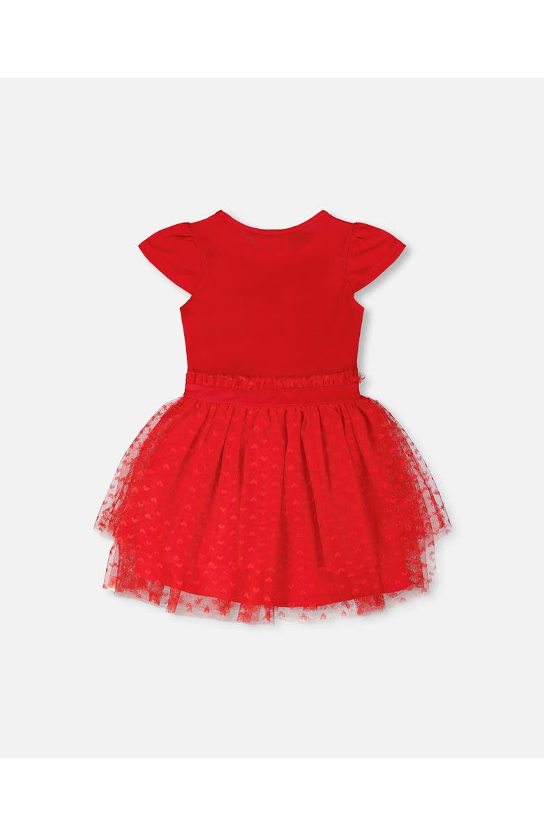Deux par Deux Short Sleeve Bi-Material Dress, Alternate, color, Red