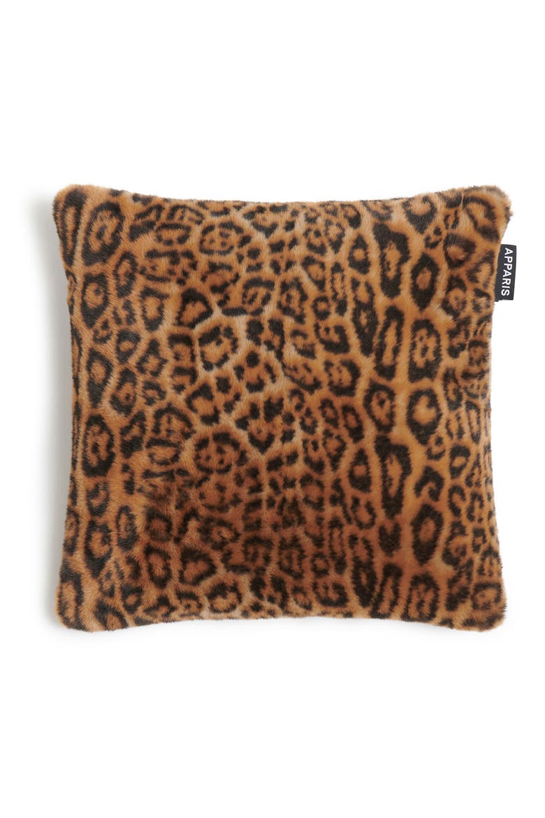 Brenn Faux Fur Accent Pillow, Main, color, LEOPARD