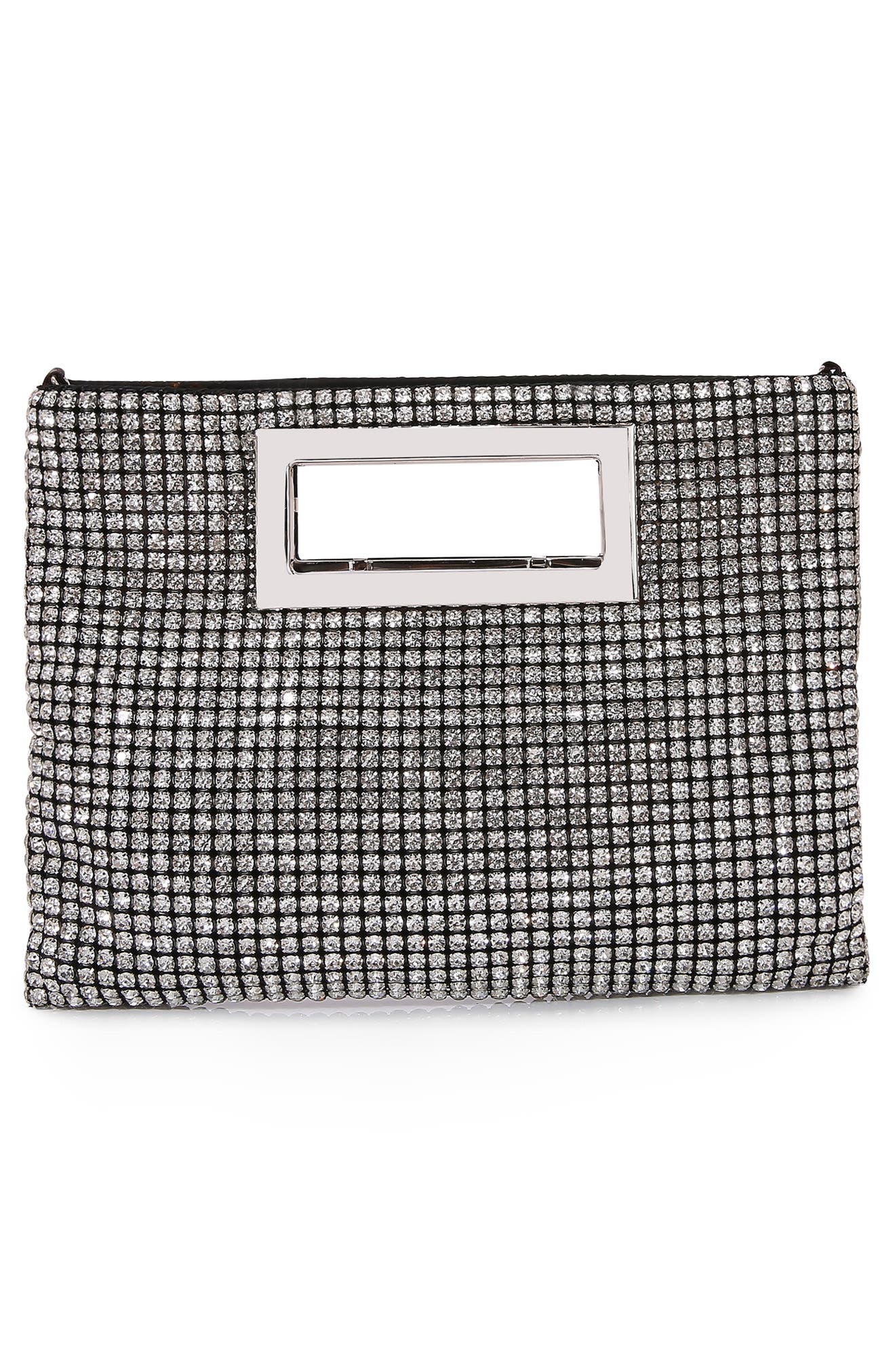 BERNESS Rhinestone Rectangular Clutch, Alternate, color, Silver
