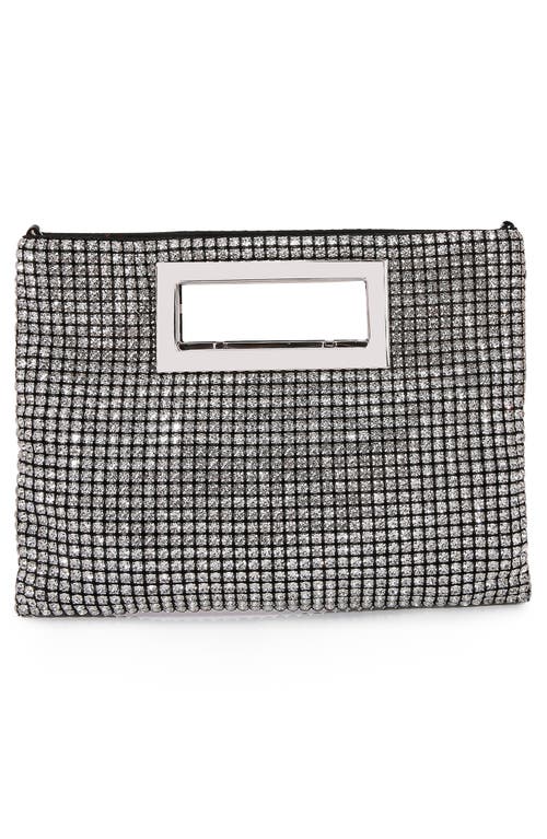 Berness Rectangular Top Handle Rhinestone Clutch In Silver